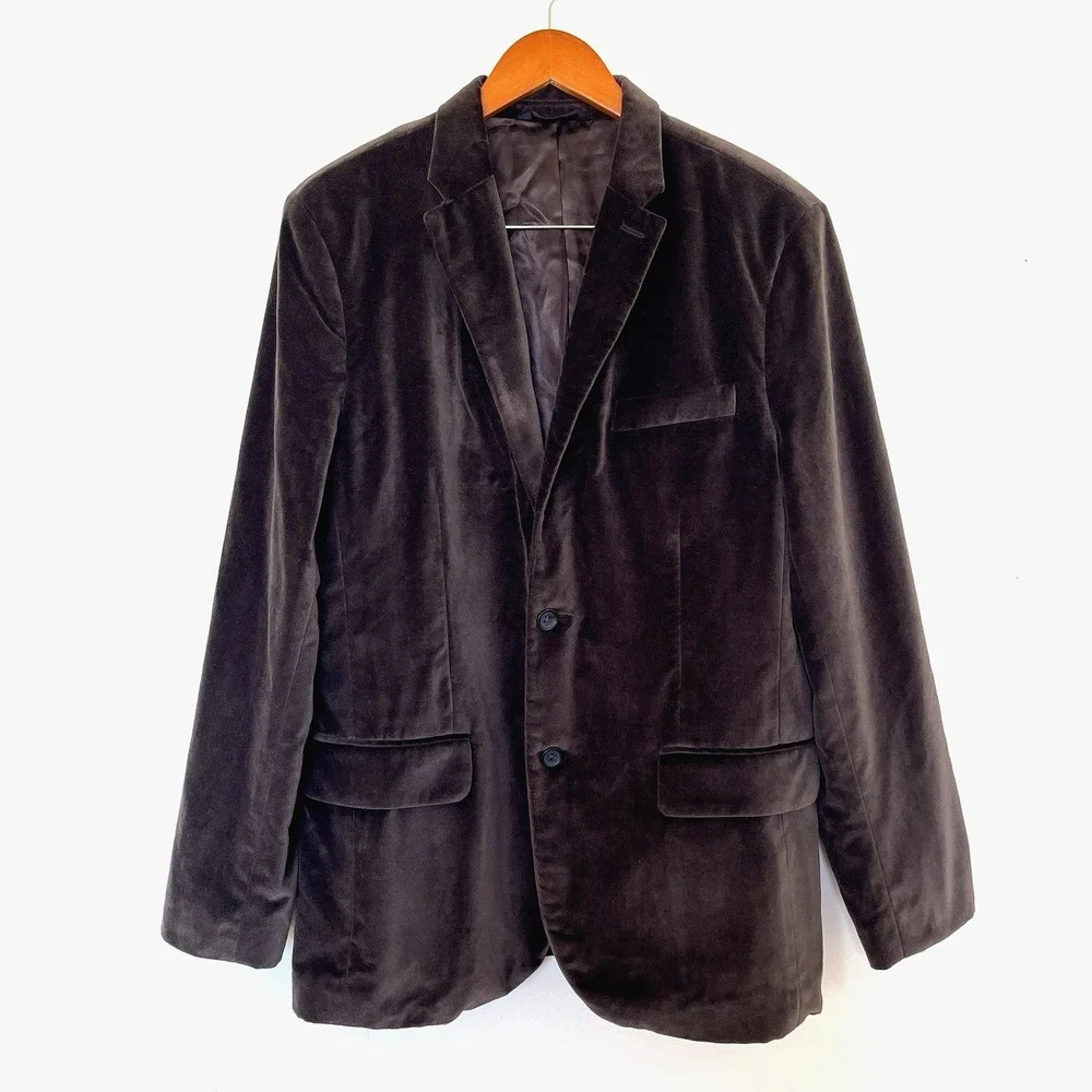 Banana Republic Mens Cotton Velvet Sport Coat Size 42R Brown 2 Button Notch READ